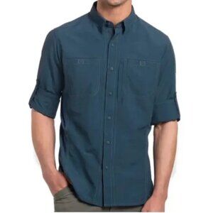 KUHL Invoke Nylon Roll Tab Long Sleeve Vented Shirt 7291 in Pirate Blue M